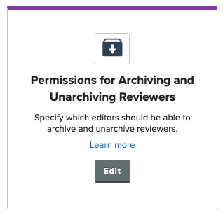 Screenshot of the Permissions for Archiving and Unarchiving Reviewers setting