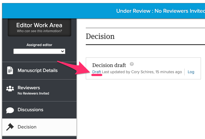 Example of an in-progress decision draft