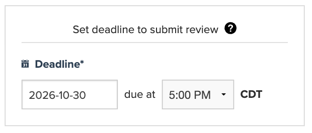 Simple deadline setting showing the date and time selector