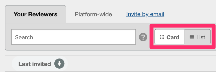 Close-up of the Card vs. List toggle option