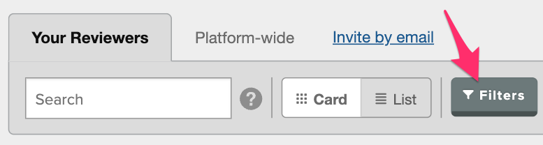 Close up that includes an arrow pointing to the Filters button