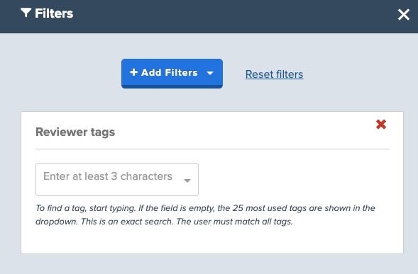 The reviewer tags filter on the Your Reviewers step