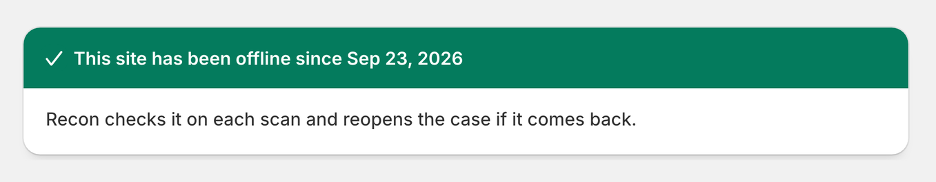 The This site has been offline since Sep 23, 2026 banner