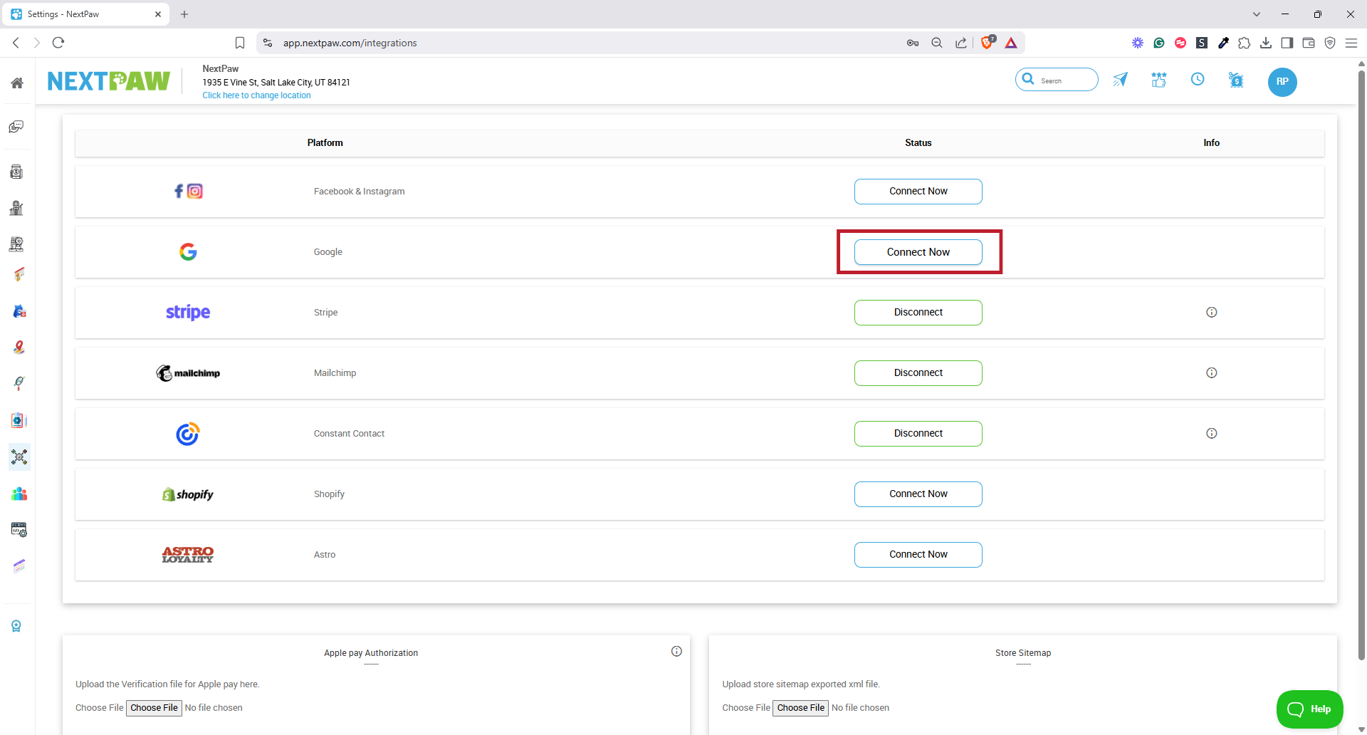 Authorize Google Button