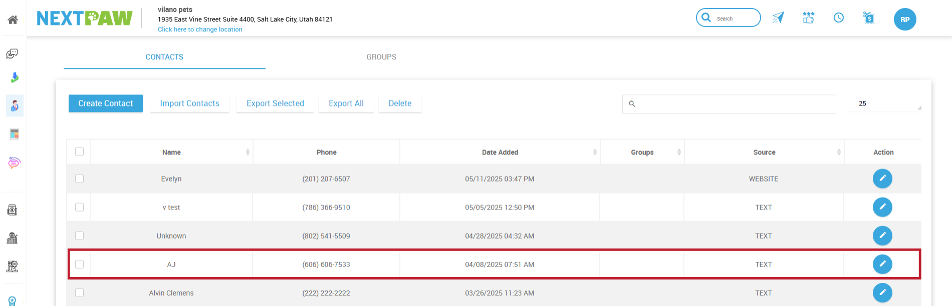 Contact Search and Selection