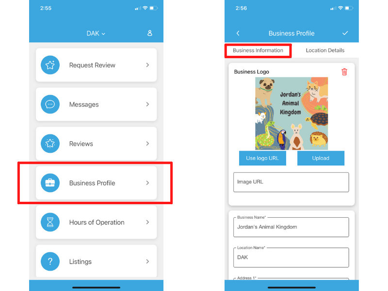 Mobile App Business Profile
