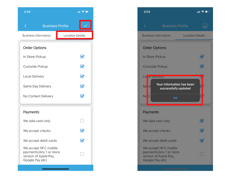Mobile App Location Details