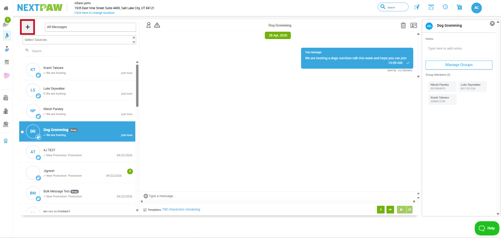New Message button in Message Center