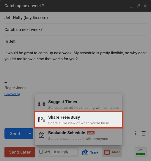 boomerang for gmail checkbox