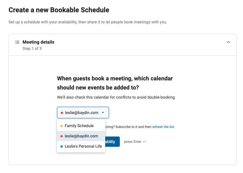 Using Bookable Schedule with multiple calendars Boomerang for Outlook