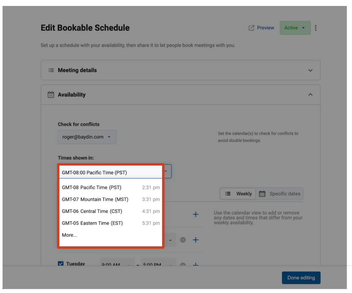 scheduling across time zones