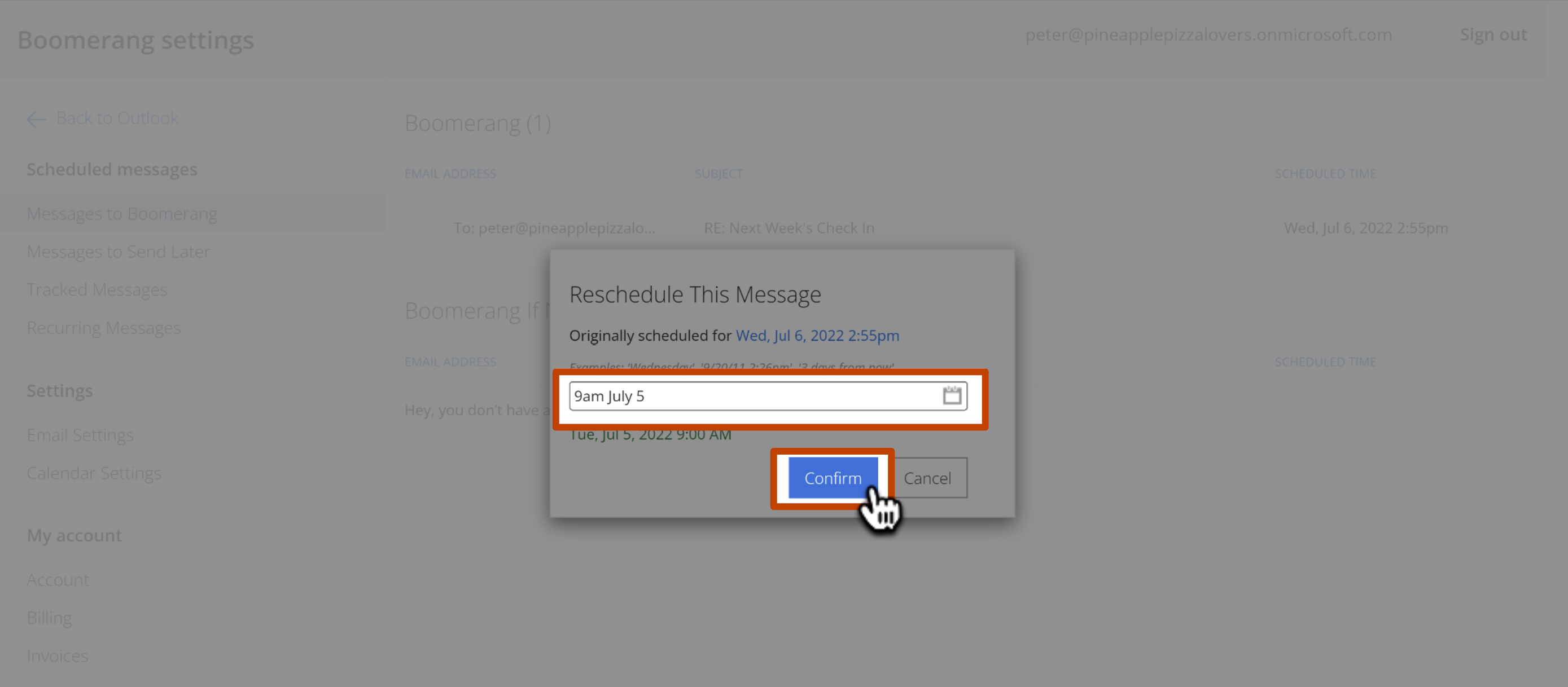 How to view, reschedule, or cancel a Boomeranged message Boomerang