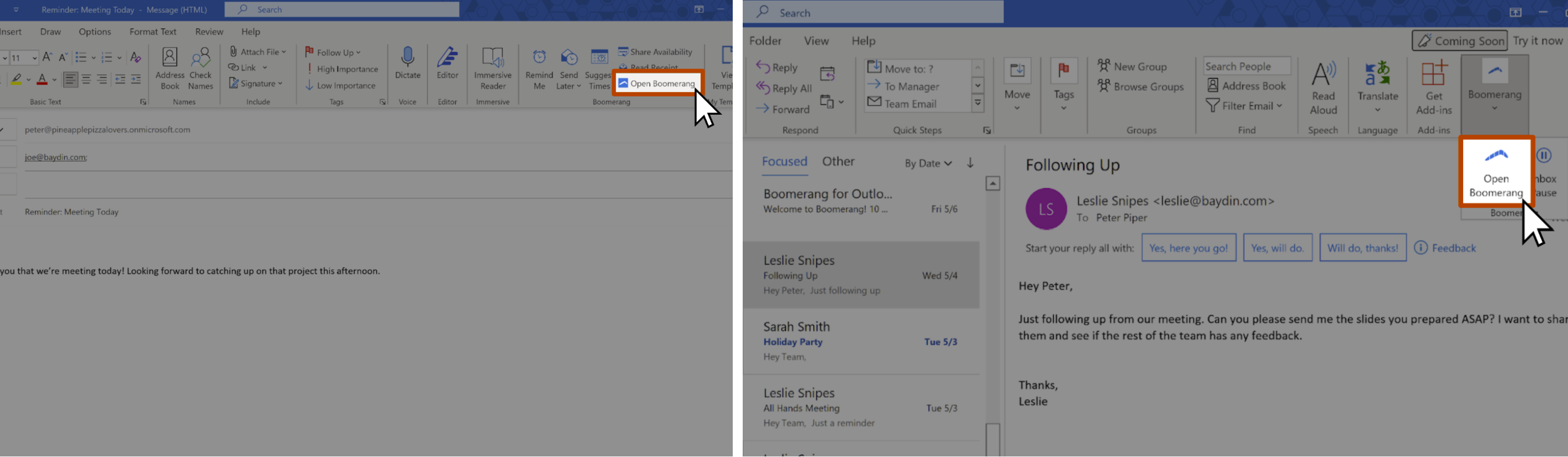 Step 2. Find Boomerang in Outlook - Boomerang for Outlook Help