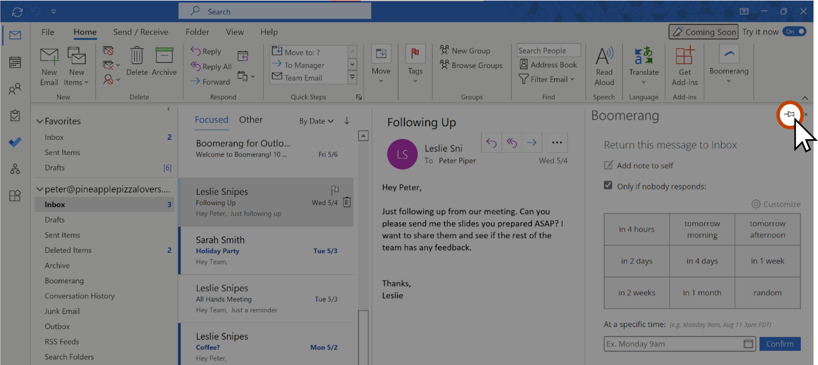 How to pin Emails in Outlook