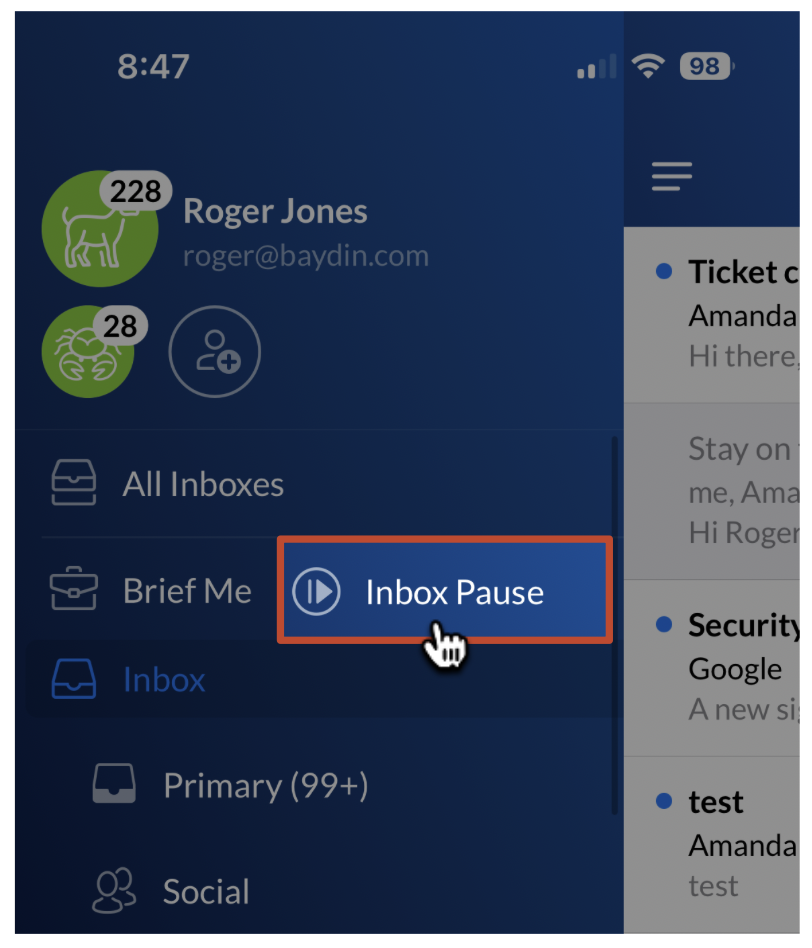 How to Pause (and Unpause) your Inbox from your iOS device Boomerang