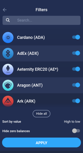 How To Filter Your Coin List Atomic Wallet Knowledge Base