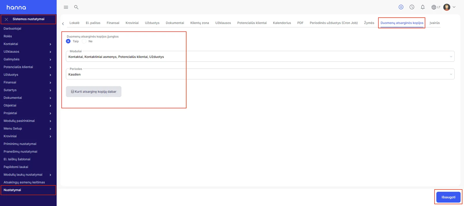 Integration setup screen 7