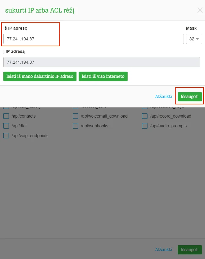 Integration setup screen 6