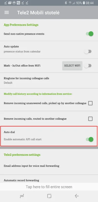 Integration setup screen 12