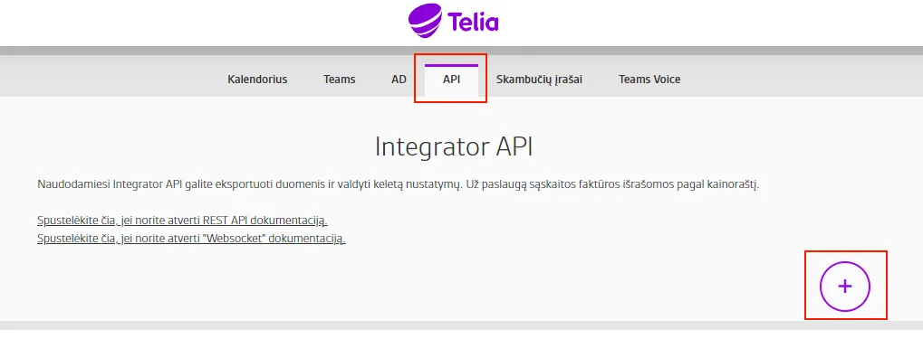 Integration setup screen 3