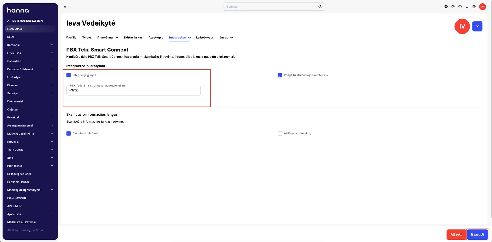 Integration setup screen 7