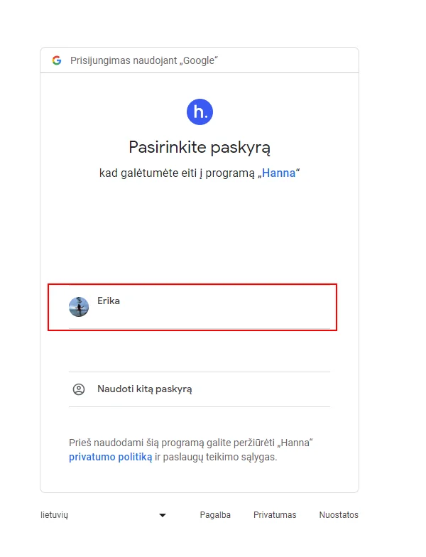 Integration setup screen 3