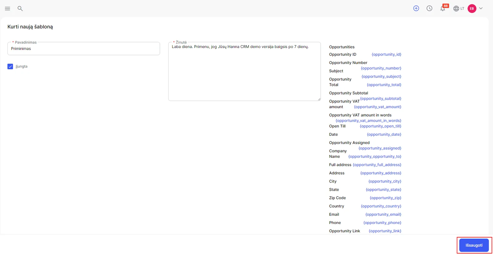 Integration setup screen 2