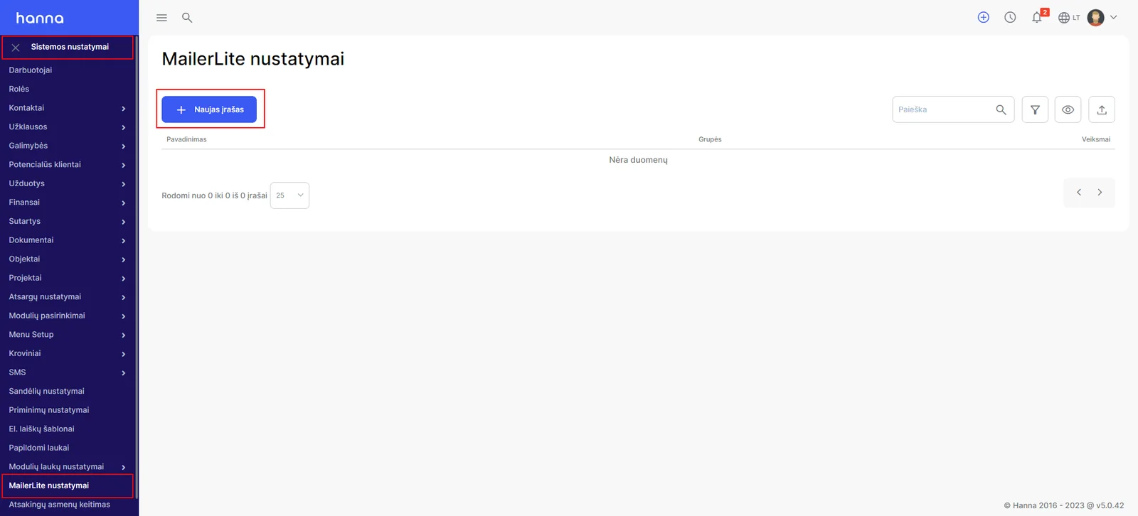 Integration setup screen 6