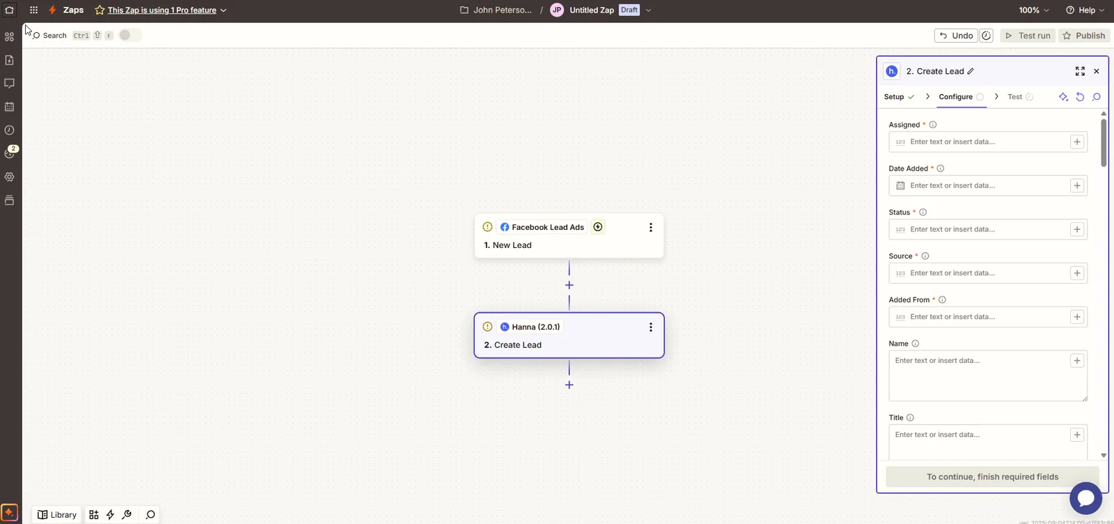 Integration setup screen 11