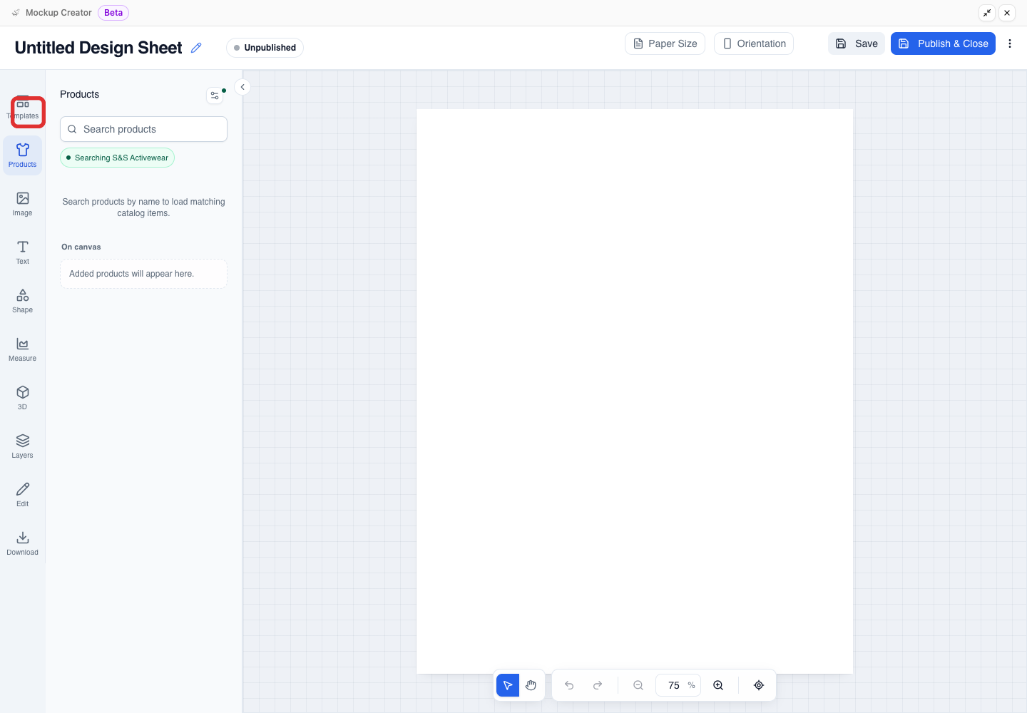 Templates in Mockup Creator