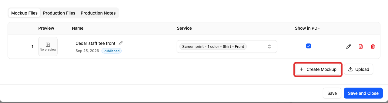 Create Mockup on the job