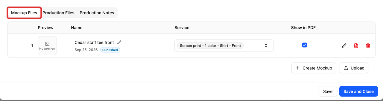 Mockup Files on the job