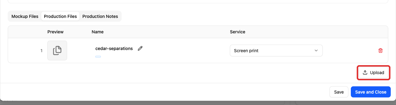 Upload a production file