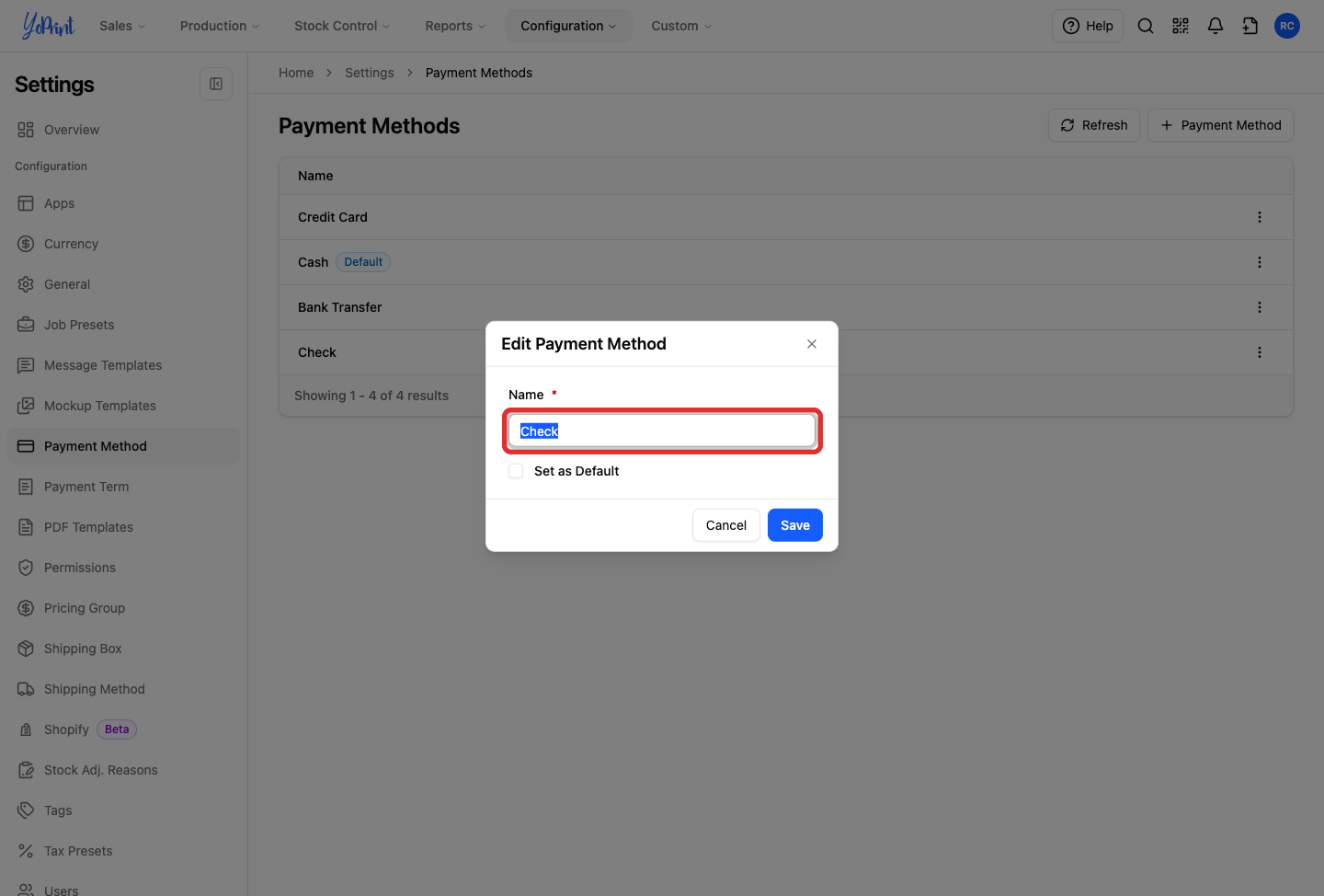 Edit Payment Method