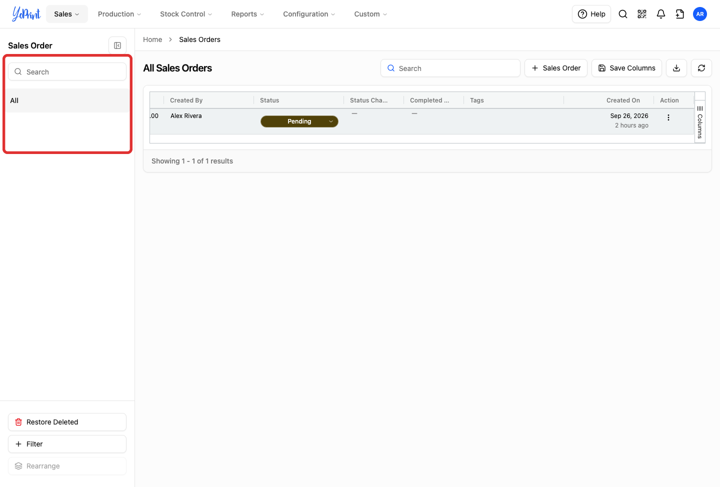 Filter sidebar