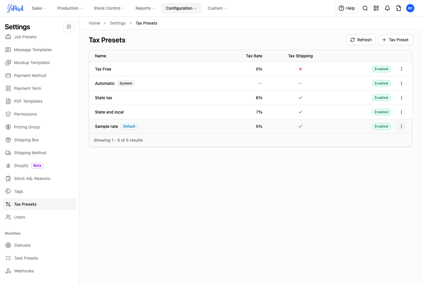 Sample rate marked Default, and Automatic without the Default badge