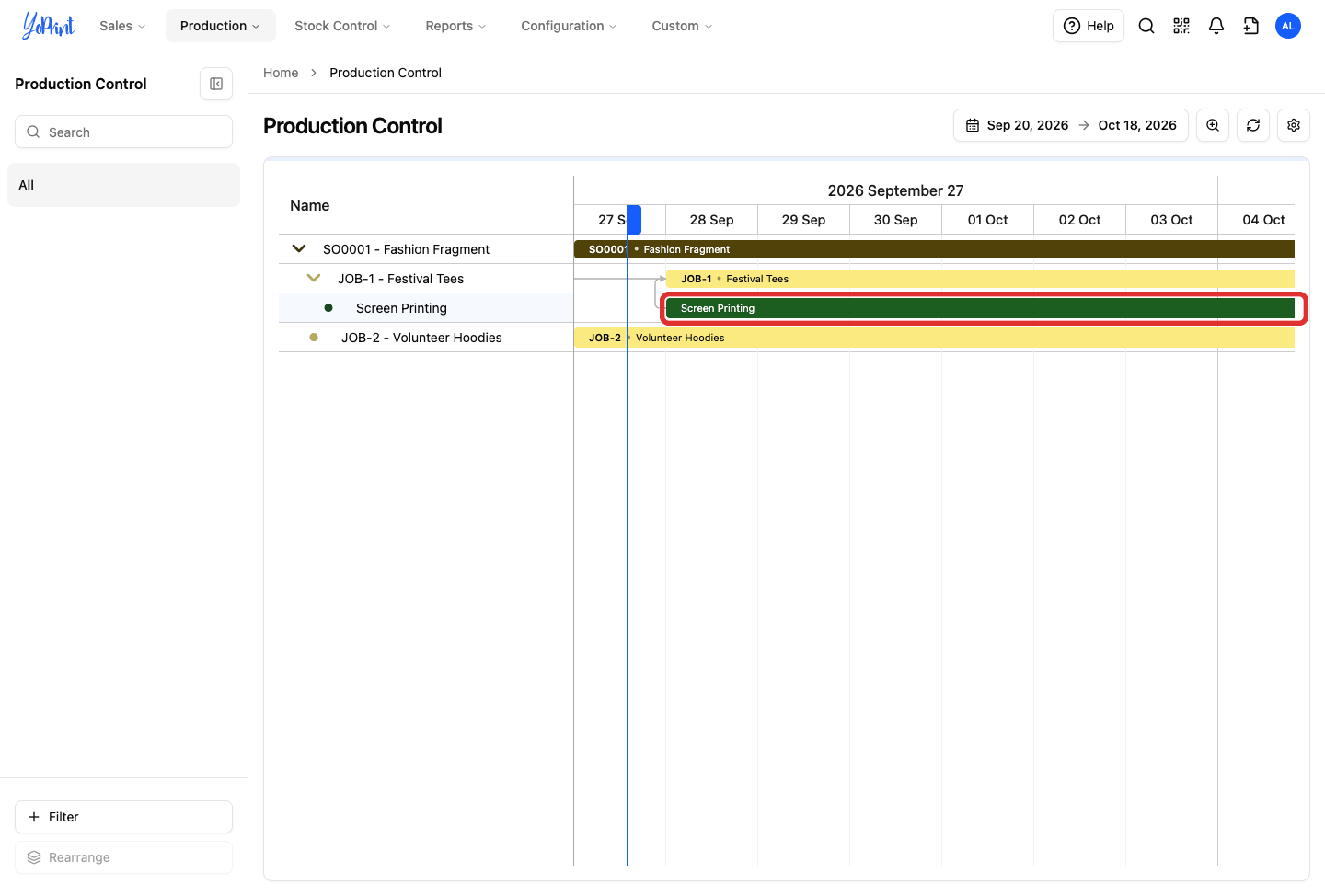 Task bar moved to updated schedule dates