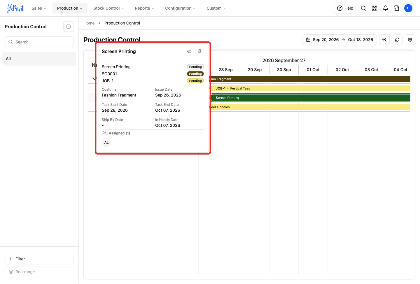 Task schedule popover showing updated start and end dates