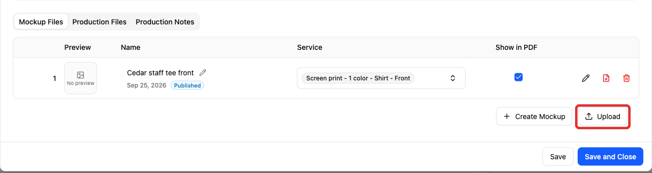 Upload a mockup file