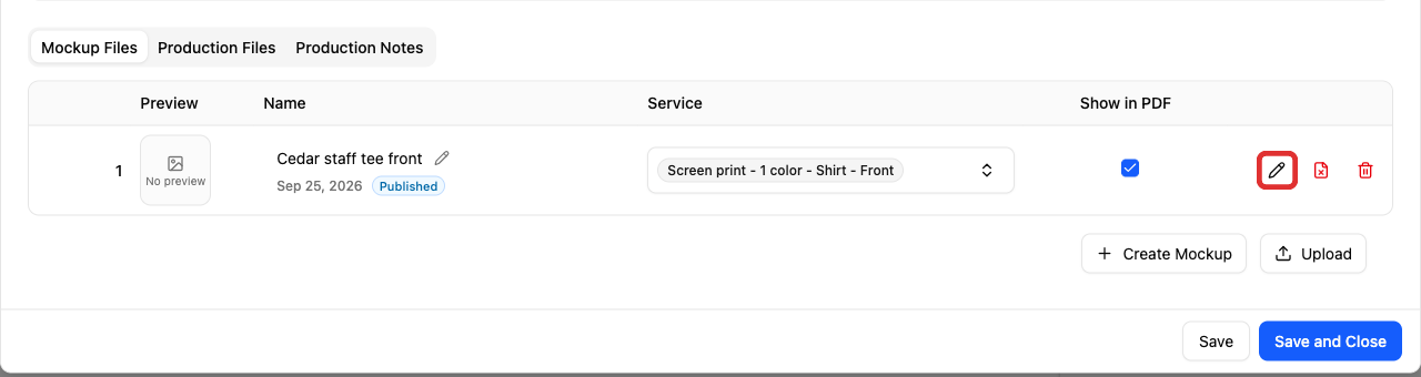 Edit mockup on the job