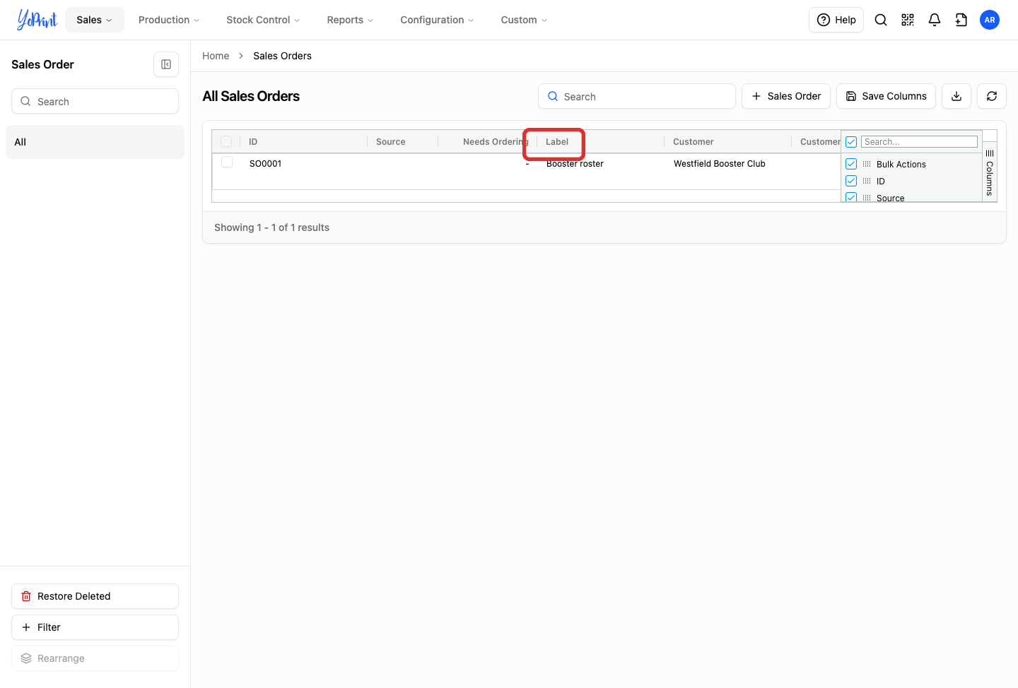 Drag and drop column headers