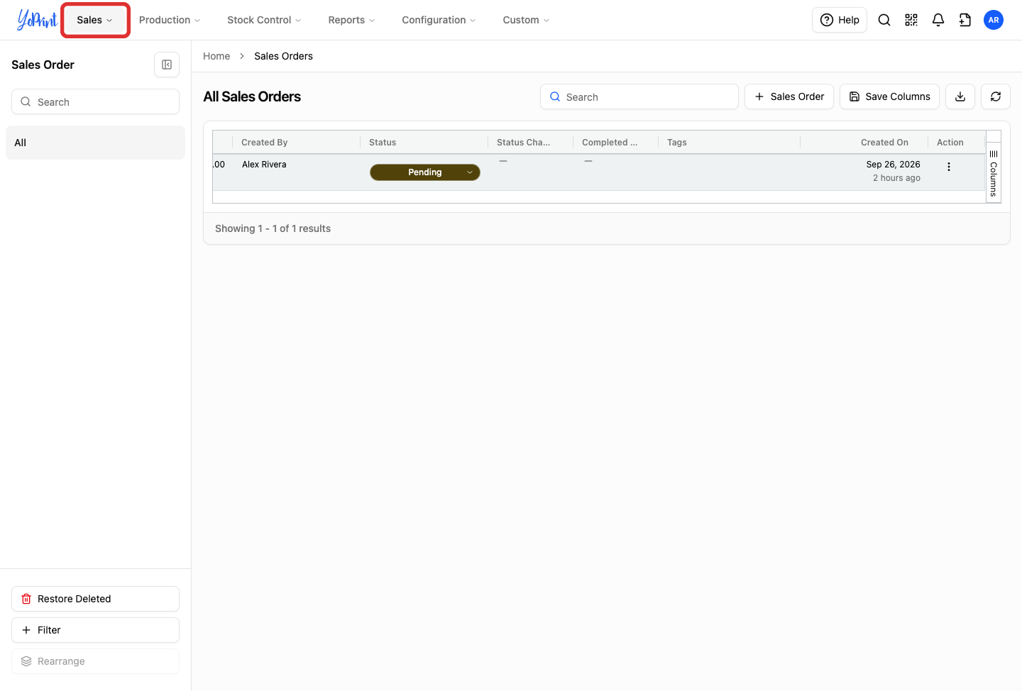 All Sales Orders overview