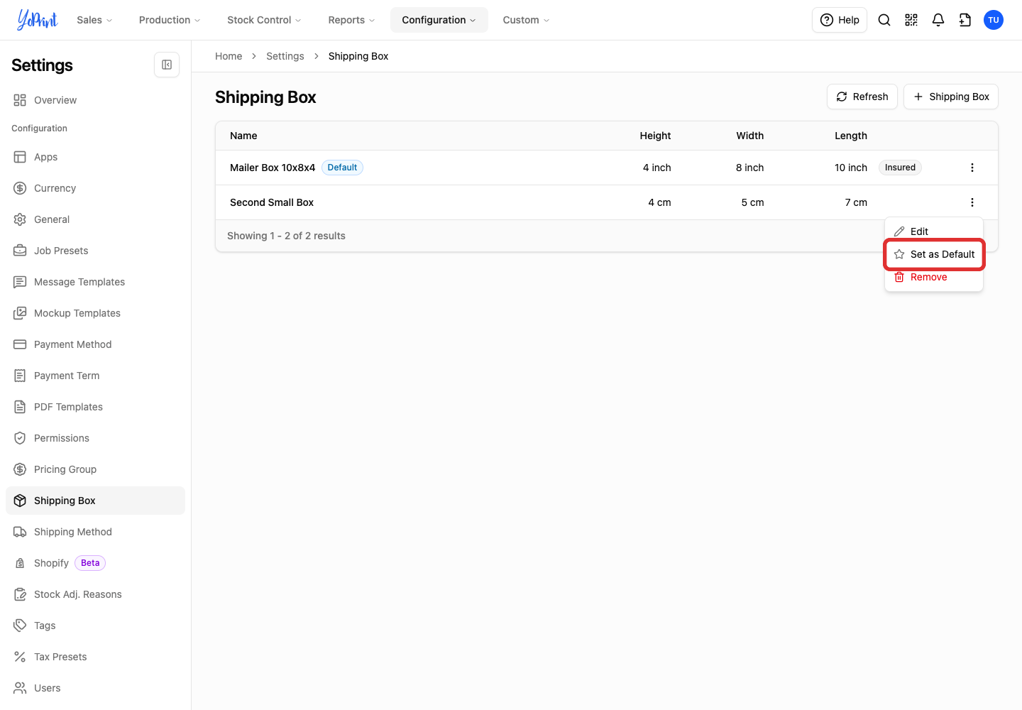 The Set as Default action in More actions