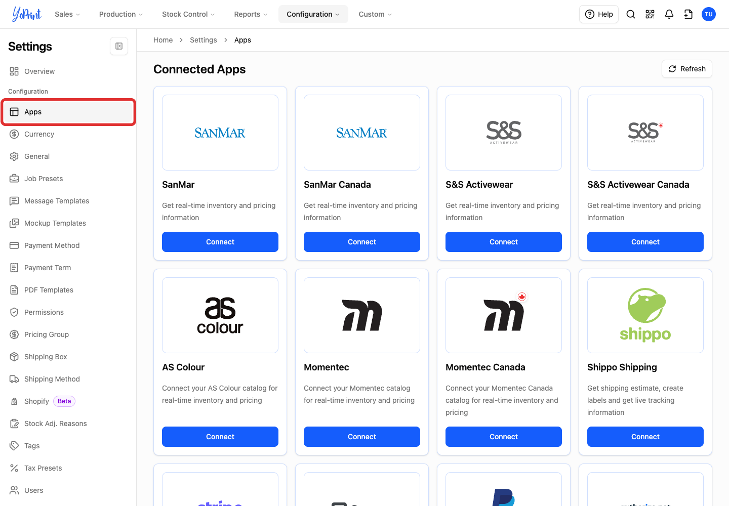 Click Apps in the Settings sidebar