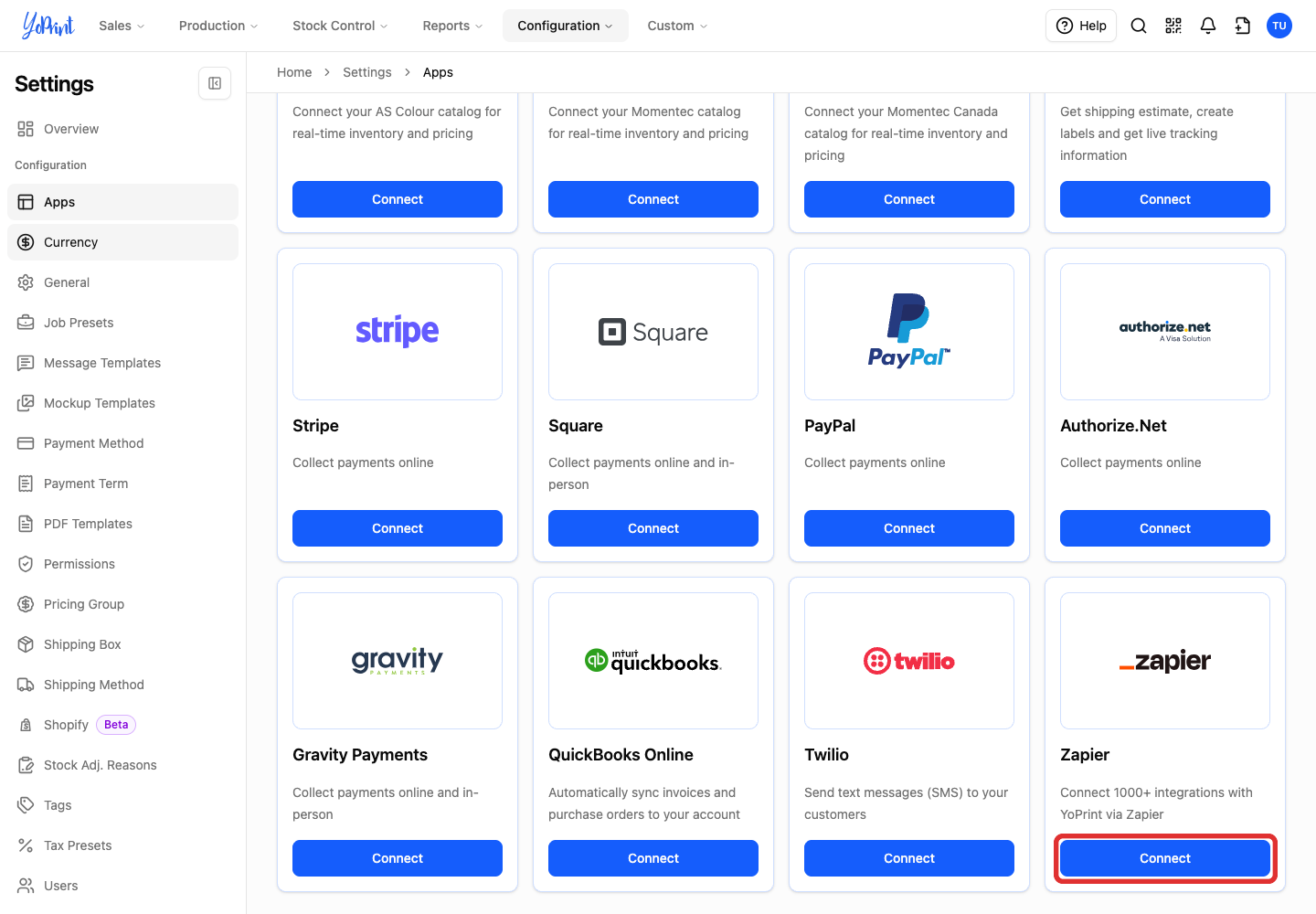 Click Connect on the Zapier card