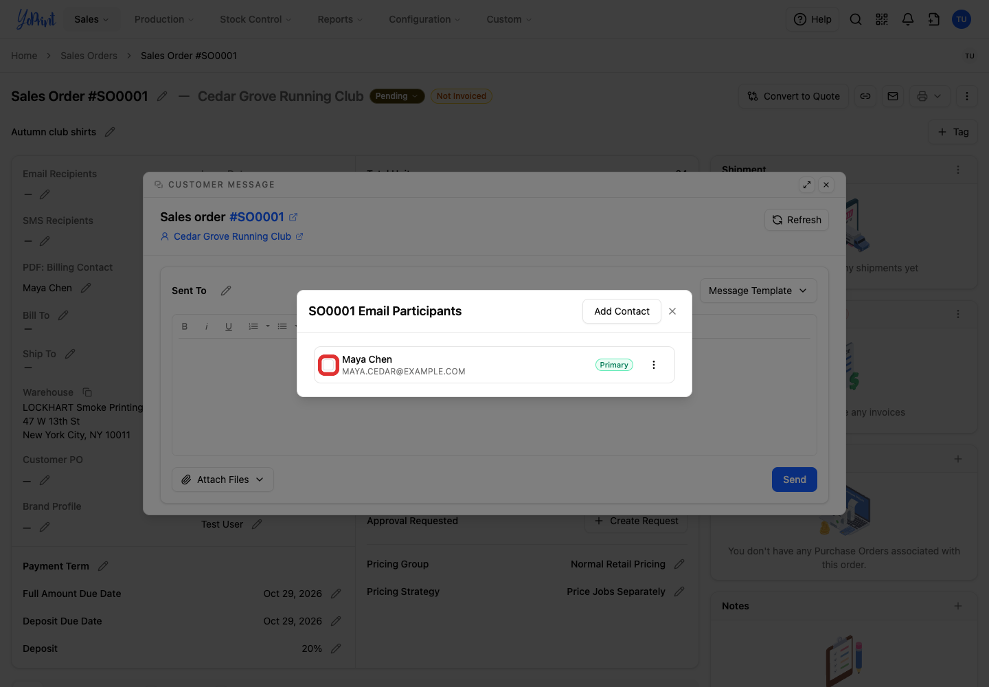 Maya Chen's checkbox in Email Participants
