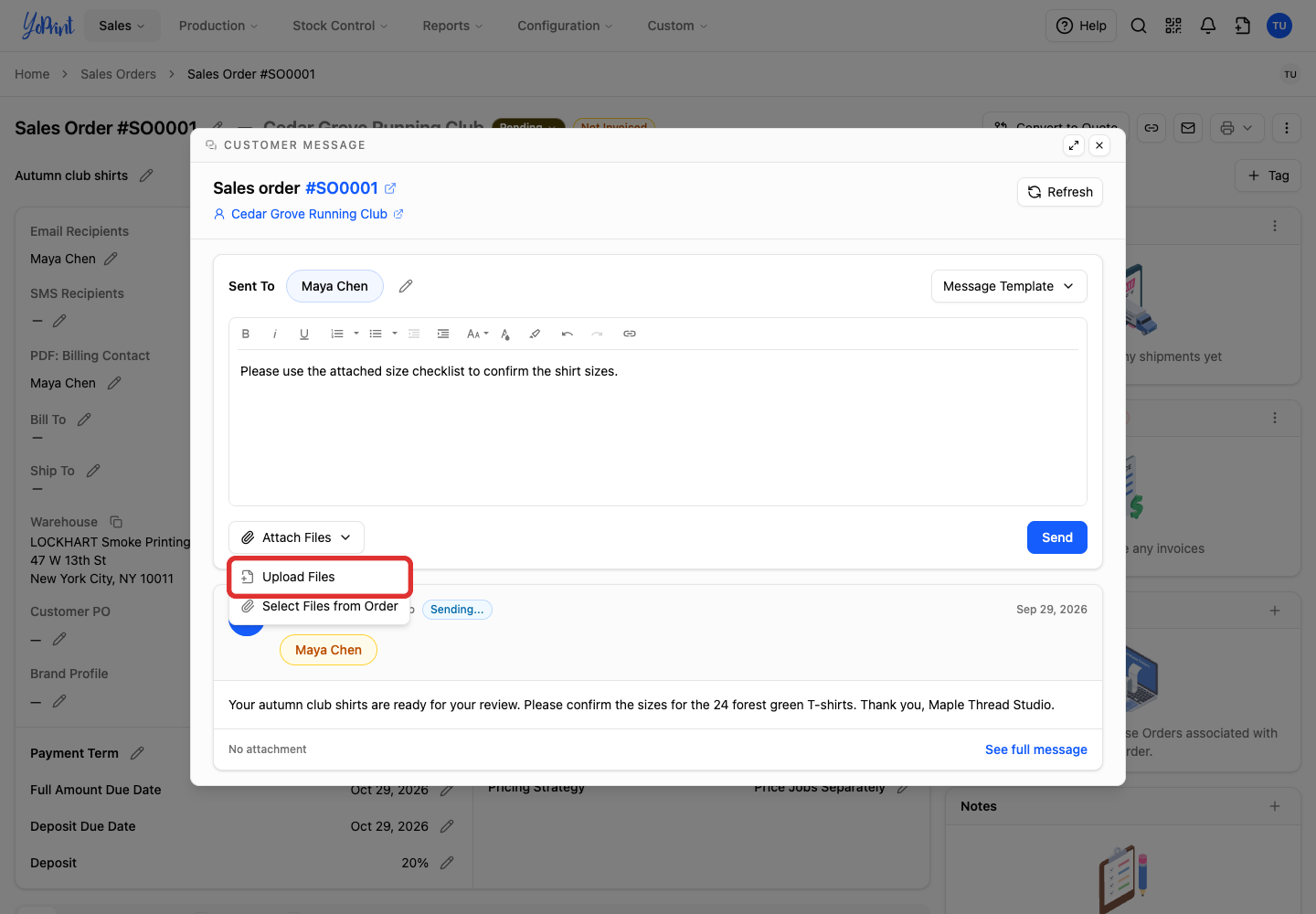 Upload Files in the attachment menu
