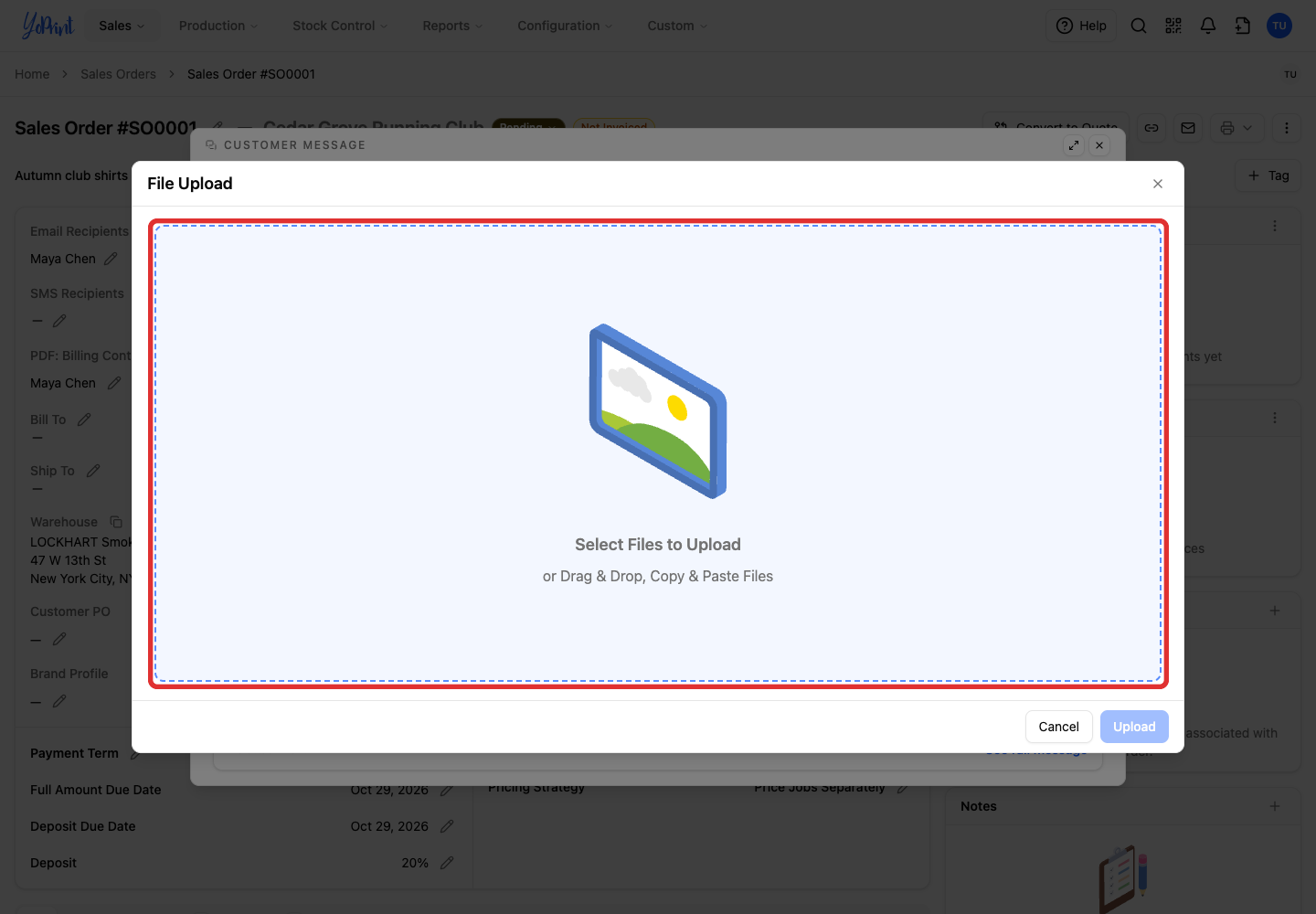 Select Files to Upload in the upload window