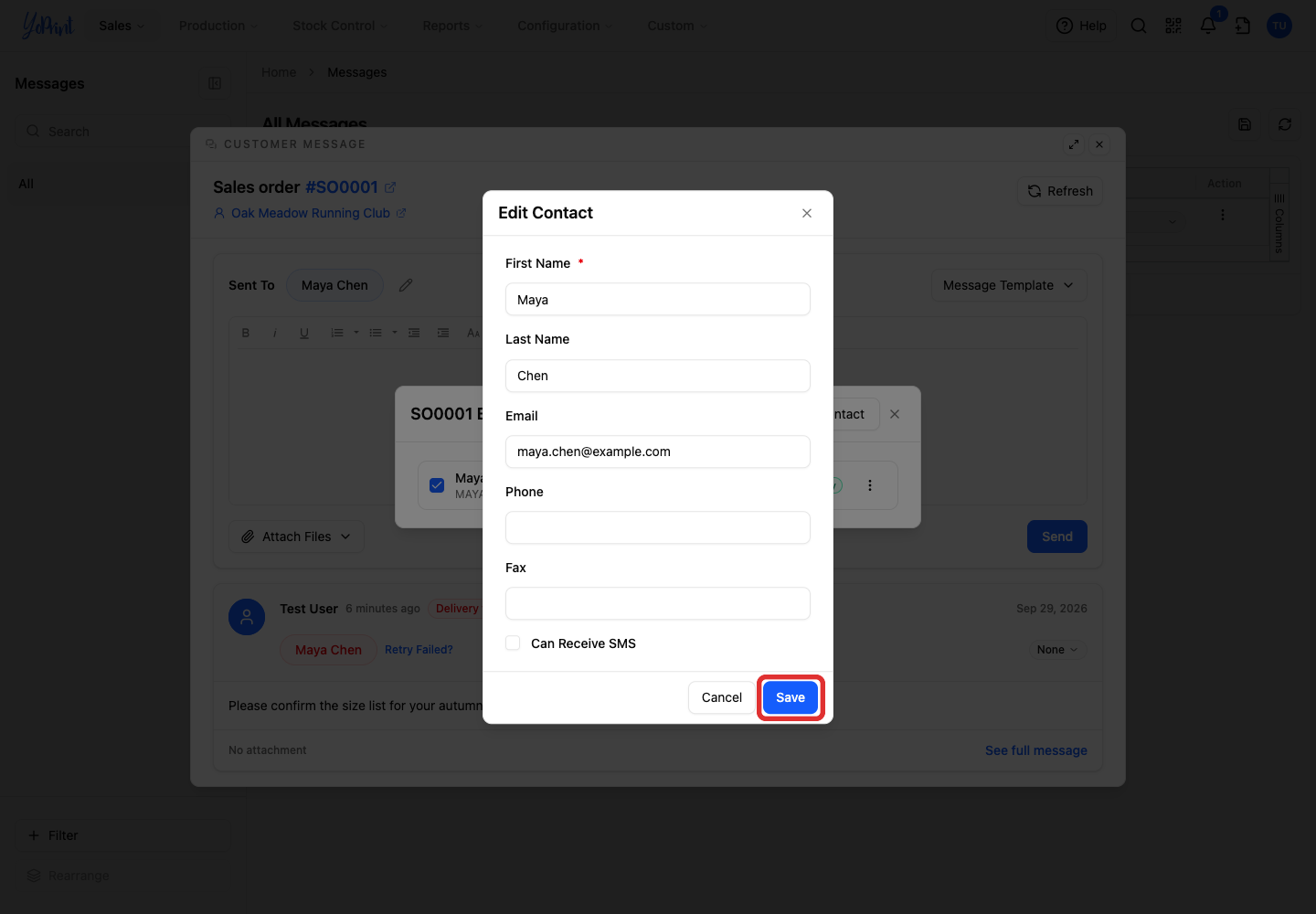 Save the corrected contact