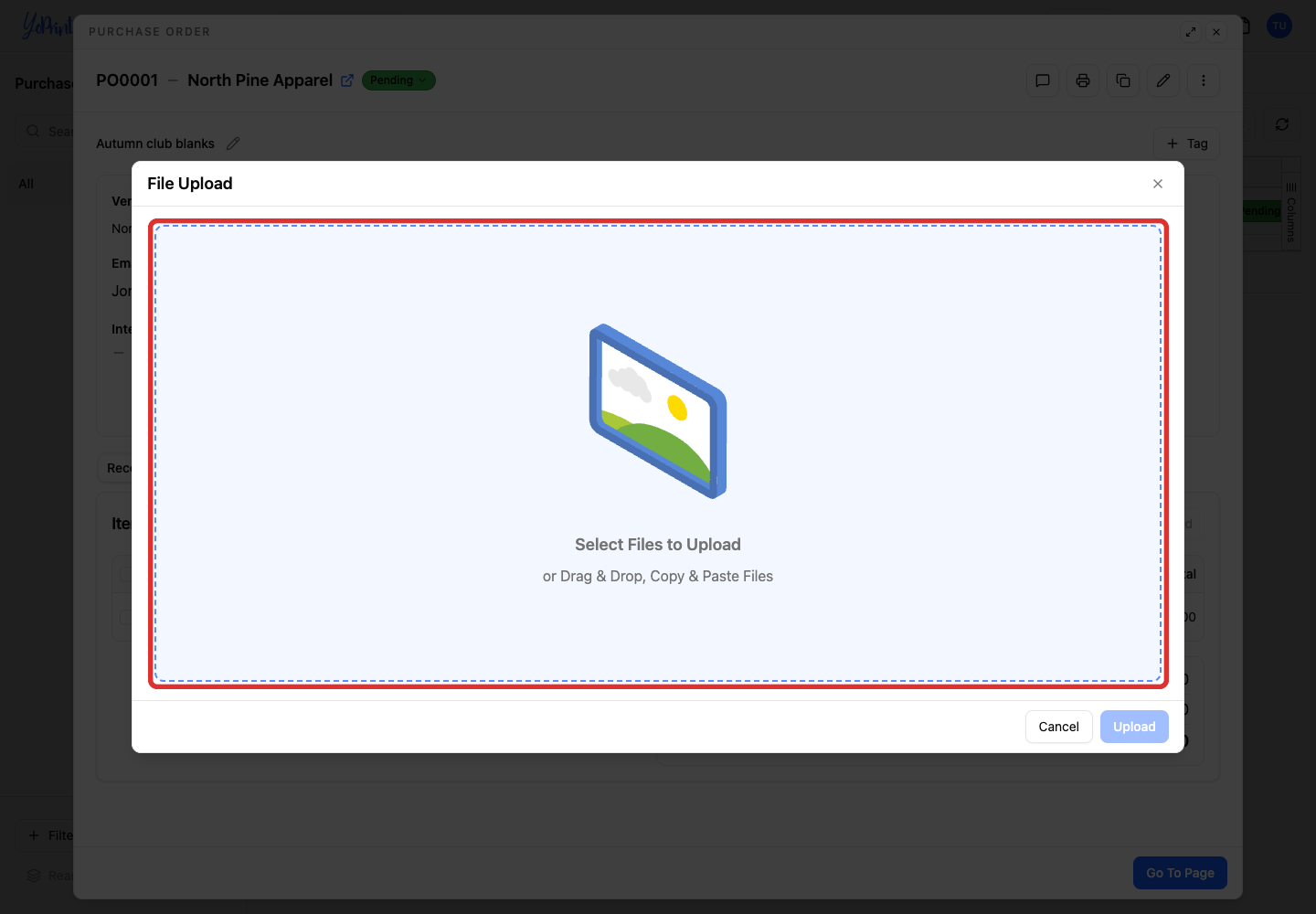 Select Files to Upload in the File Upload window